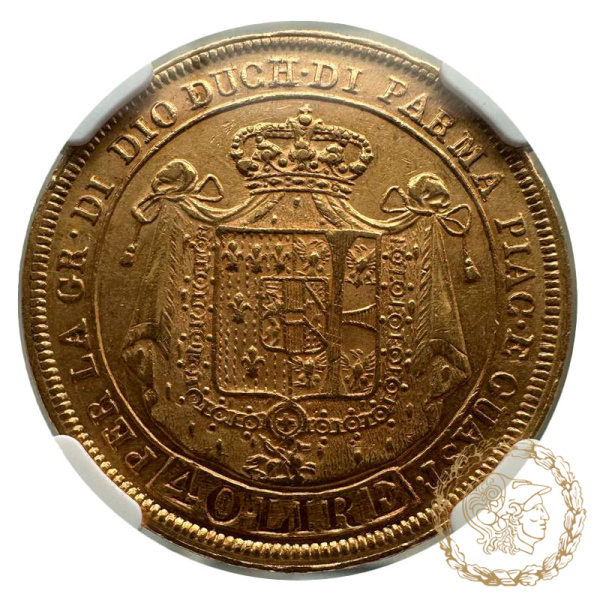 Золота монета 40 лір 1815 рік, Італія. Марія-Луїза в слабі AU 53