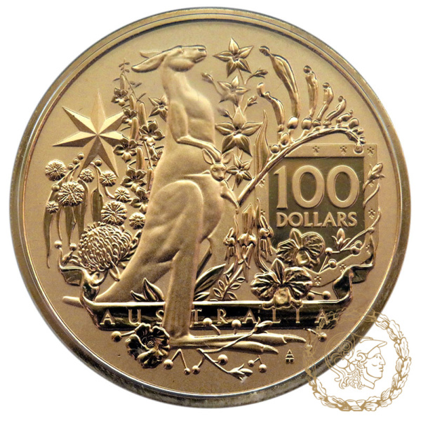 Золота монета 100 доларів 2021 рік, Австралія. Герби Австралії.