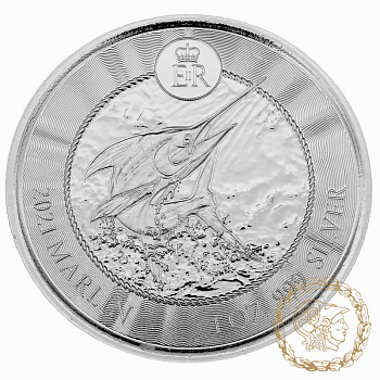 Срібна монета 1 долар 2021 Кайманові острови 999 1 Oz Марлін