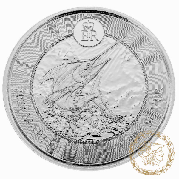 Срібна монета 1 долар 2021 Кайманові острови 999 1 Oz Марлін
