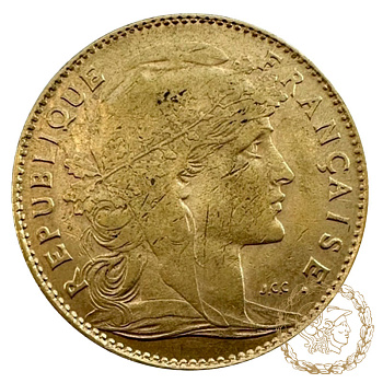 Золота монета 10 франків 1910 рік, Франція. 