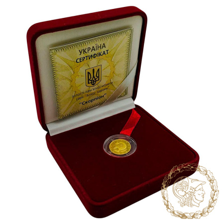  Золота монета 2 гривні 2007 рік, Україна. Скорпіон