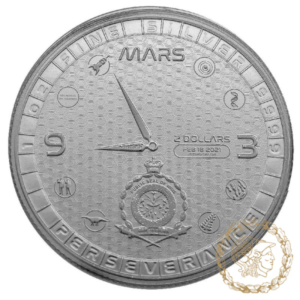 Срібна монета 1 долар 2021 Ніуе 999 1 Oz Марсохід Perseverance