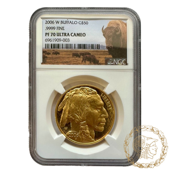 Золота монета 50 доларів 2006 рік, США. Американский бизон в слабі PF 70
