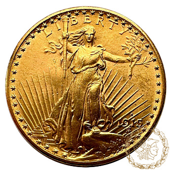 Золота монета 20 доларів 1915 рік, США. Подвійний орел