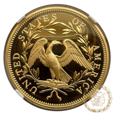 Золота монета 1 долар 2024 рік, США. 230 років Flowing Hair Dollar в слабі PF 70