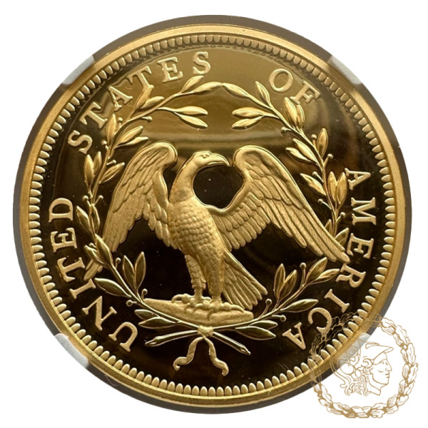 Золота монета 1 долар 2024 рік, США. 230 років Flowing Hair Dollar в слабі PF 70
