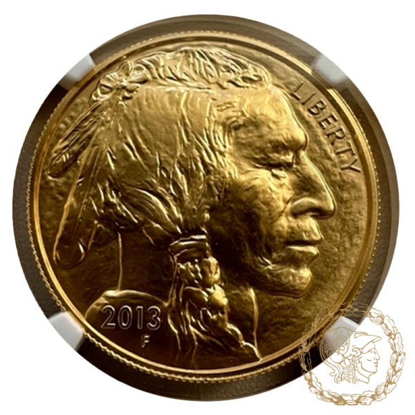 Золота монета 50 доларів 2013 рік, США. Американский бизон в слабі MS 69