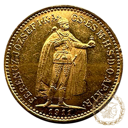 Золота монета 10 крон 1911 рік, Угорщина,