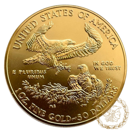 Золота монета 50 доларів 2009 рік, США. Американський беркут в слабі MS  70