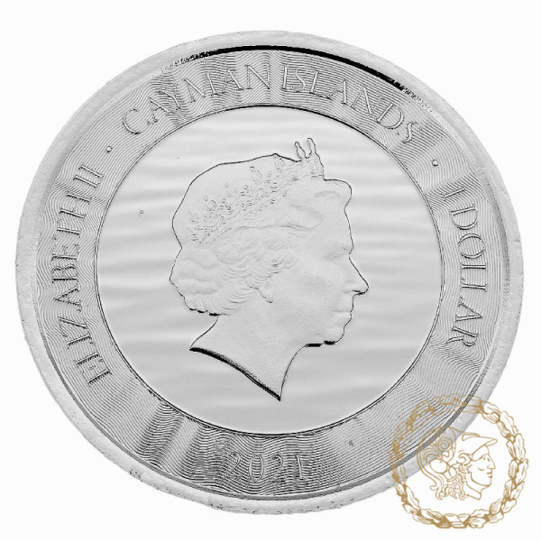 Срібна монета 1 долар 2021 Кайманові острови 999 1 Oz Марлін