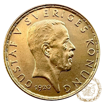 Золота монета 5 крон 1920 рік, Швеція. Густав V