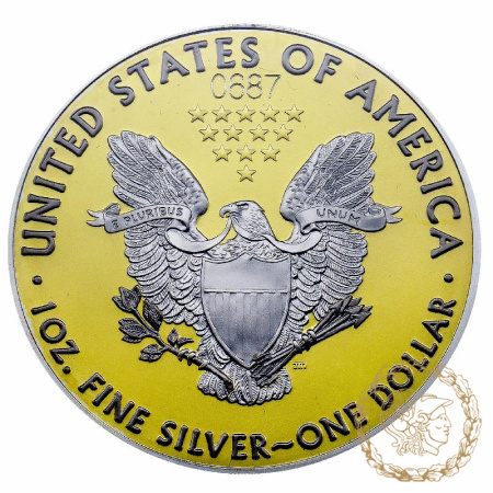 Набір двох монет 1 долар 2021 США 999 1 Oz Американський срібний орел (позолота)