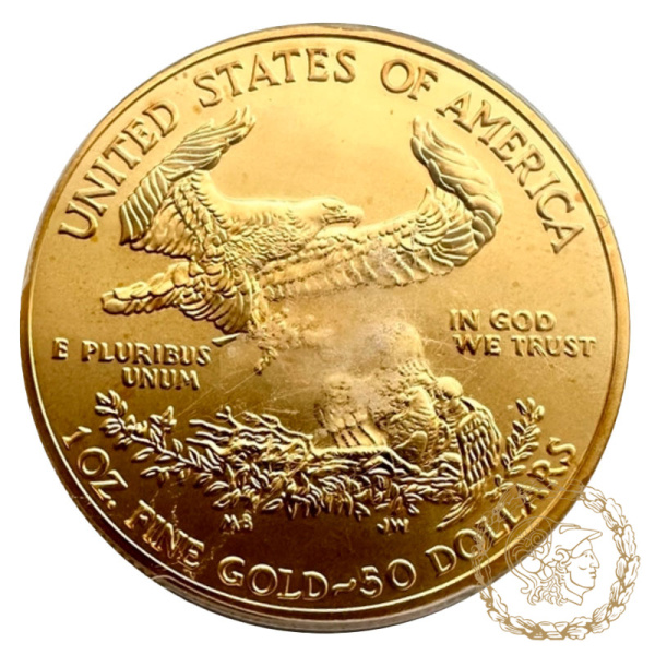 Золота монета 50 доларів 2013 рік, США. Американський беркут в слабі MS 70