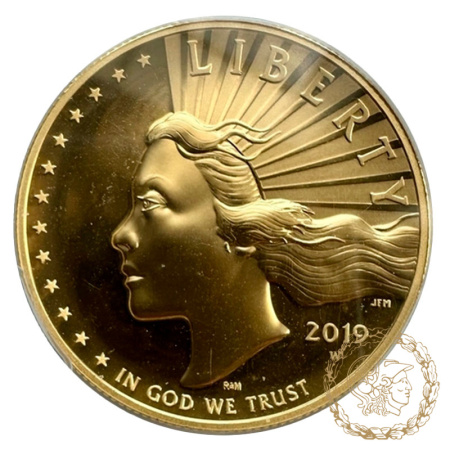 Золота монета 100 доларів 2019 рік, США. Американська Свобода в слабі SP 70 PL 