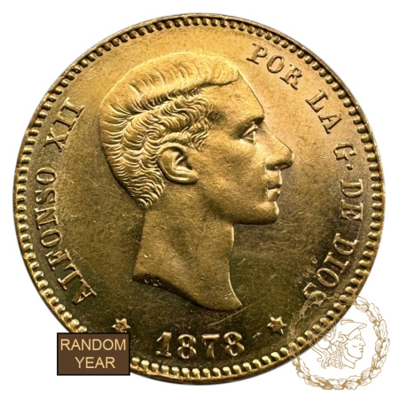 Золота монета 25 песет, Іспания. Альфонс XII