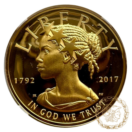 Золота монета 100 доларів 2017 рік, США. Американська Свобода в слабі PF 69