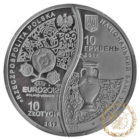 Срібна монета 10 гривень 2012 рік, Україна. УЄФА. Євро 2012. Україна-Польща 