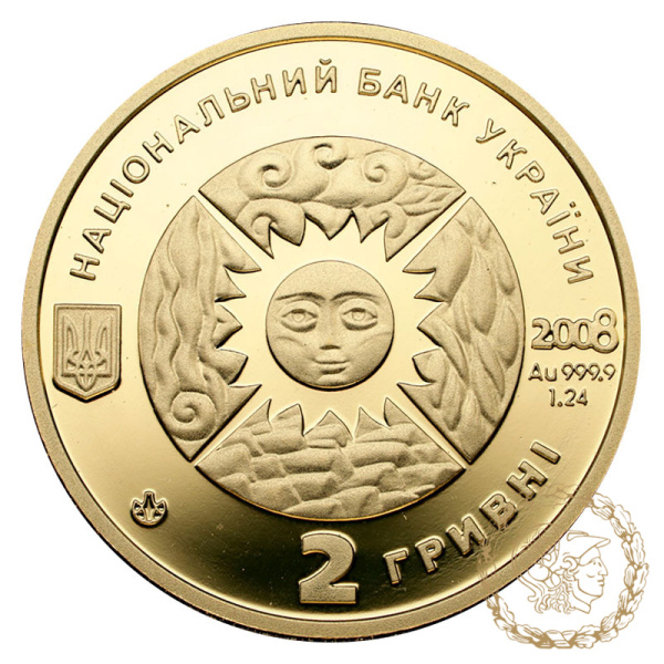 Золота монета 2 гривні 2008 рік, Україна. Терези