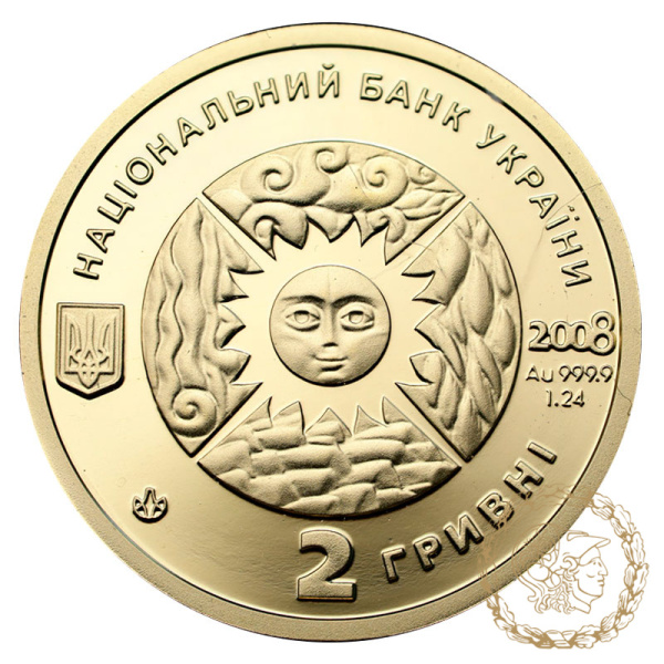 Золота монета 2 гривні 2008 рік, Україна. Рак