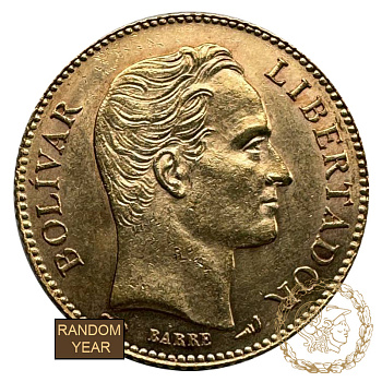 Золота монета 20 боліварів, Венесуела. BOLÍVAR LIBERTADOR
