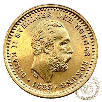 Золота монета 5 крон 1883 рік, Швеція. Оскар II