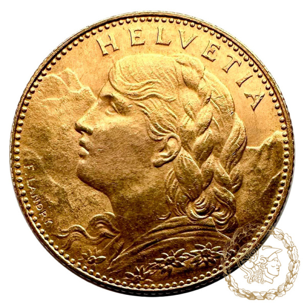 Золота монета 10 франків 1912 рік, Швейцарія. 