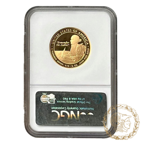 Золота монета 10 доларів 2007 рік, США. Перші леді - Ебігейль Адамс (1797–1801) в слабі PF 70