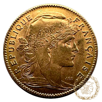 Золота монета 10 франків 1914 рік, Франція. 