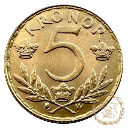 Золота монета 5 крон 1920 рік, Швеція. Густав V