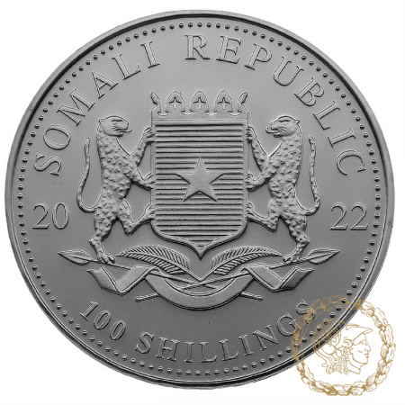 Срібна монета 100 Шилінгів 2022 Сомалі 999 1 Oz Слон