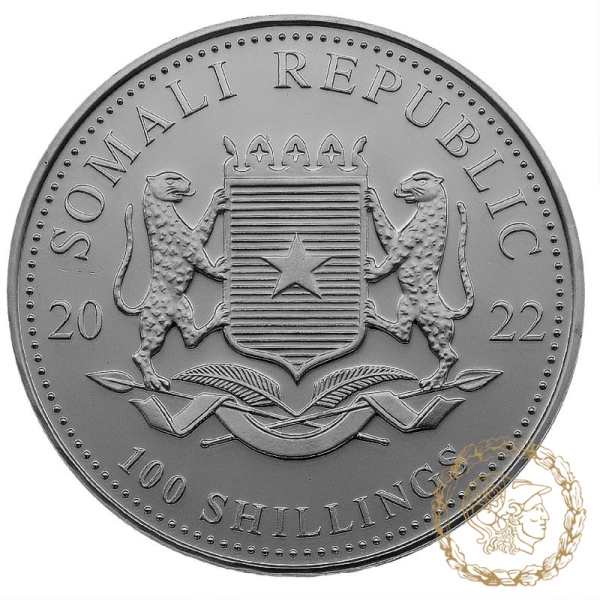 Срібна монета 100 Шилінгів 2022 Сомалі 999 1 Oz Слон