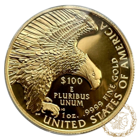 Золота монета 100 доларів 2019 рік, США. Американська Свобода в слабі SP 70 PL 