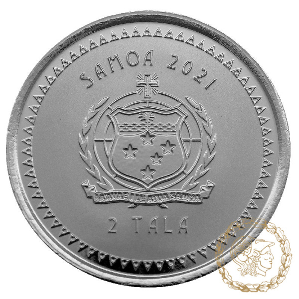 Срібна монета 2 тала 2021 Самоа 999 1 Oz Тихоокеанська Русалка