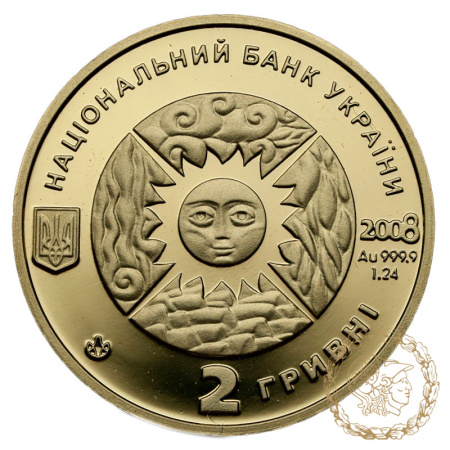 Золота монета 2 гривні 2008 рік, Україна. Лев