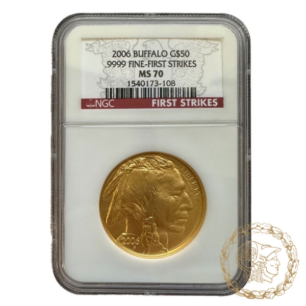 Золота монета 50 доларів 2006 рік, США. Американский бизон в слабі MS 70