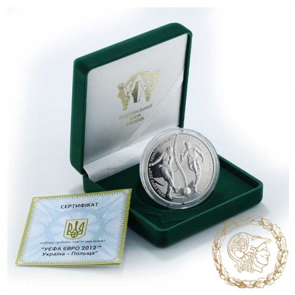 Срібна монета 10 гривень 2012 рік, Україна. УЄФА. Євро 2012. Україна-Польща 