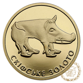 Золота монета 2 гривні 2009 рік, Україна. Скіфське золото. Кабан