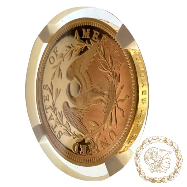 Золота монета 1 долар 2024 рік, США. 230 років Flowing Hair Dollar в слабі PF 70