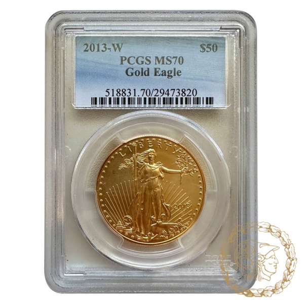 Золота монета 50 доларів 2013 рік, США. Американський беркут в слабі MS 70