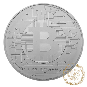 Срібна монета 5 000 франків 2022 Чад 999 1 Oz Біткоїн