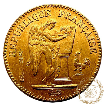 Золота монета 20 франків 1849 рік, Франція. 