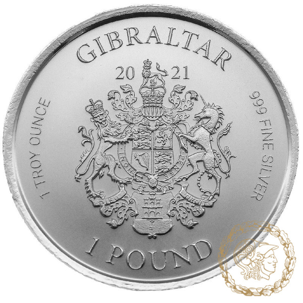 Срібна монета 1 фунт 2021 Гібралтар, Медуза.