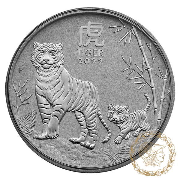 Срібна монета 50 центів 2022 Австралія 999 1/2 Oz Рік Тигра