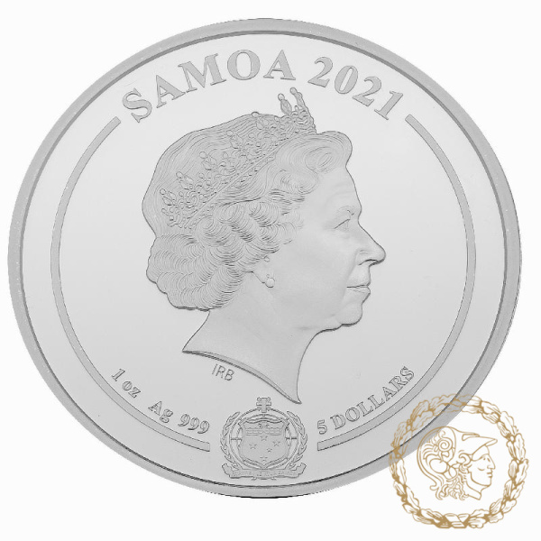 Срібна монета 5 доларів 2021 Самоа 999 1 Oz Стів Макквін