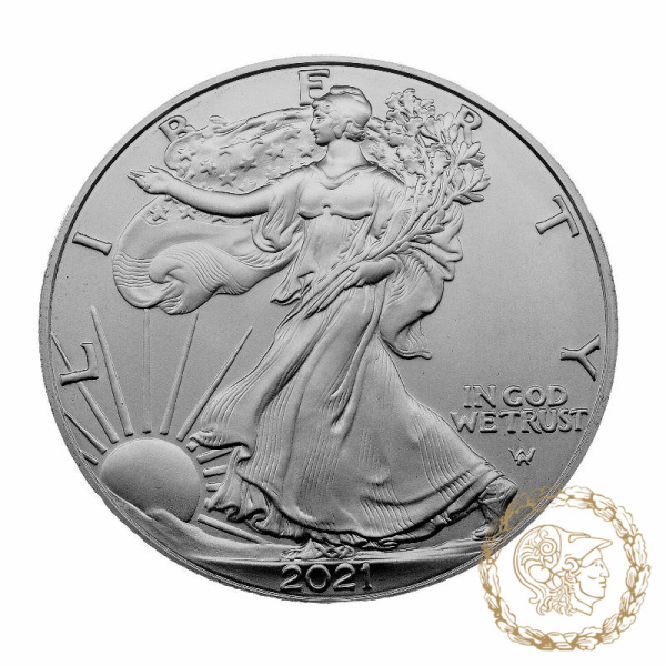 Набір двох монет 1 долар 2021 США 999 1 Oz Американський срібний орел (позолота)