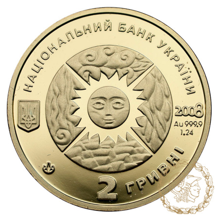 Золота монета 2 гривні 2008 рік, Україна. Діва