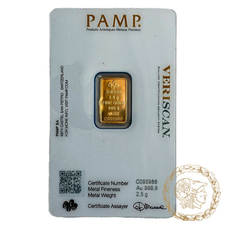 Золотий злиток 2,5 грам PAMP