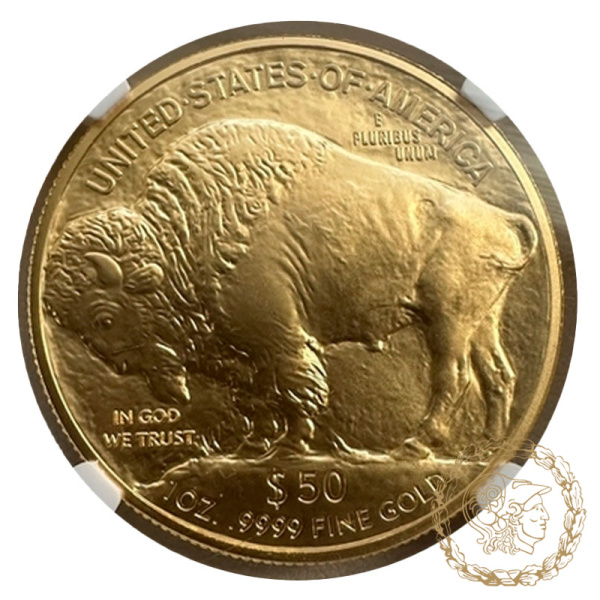 Золота монета 50 доларів 2013 рік, США. Американский бизон в слабі MS 69