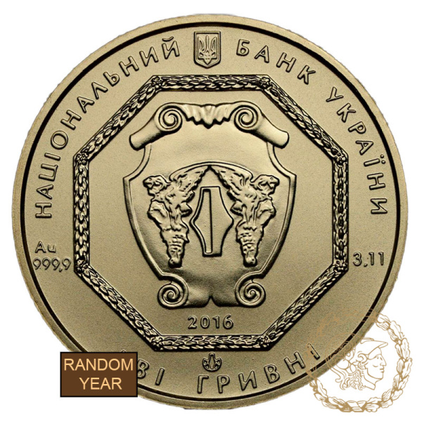 Золота монета 2 гривні зразка 2011 року, Україна. Архістратиг Михаїл 